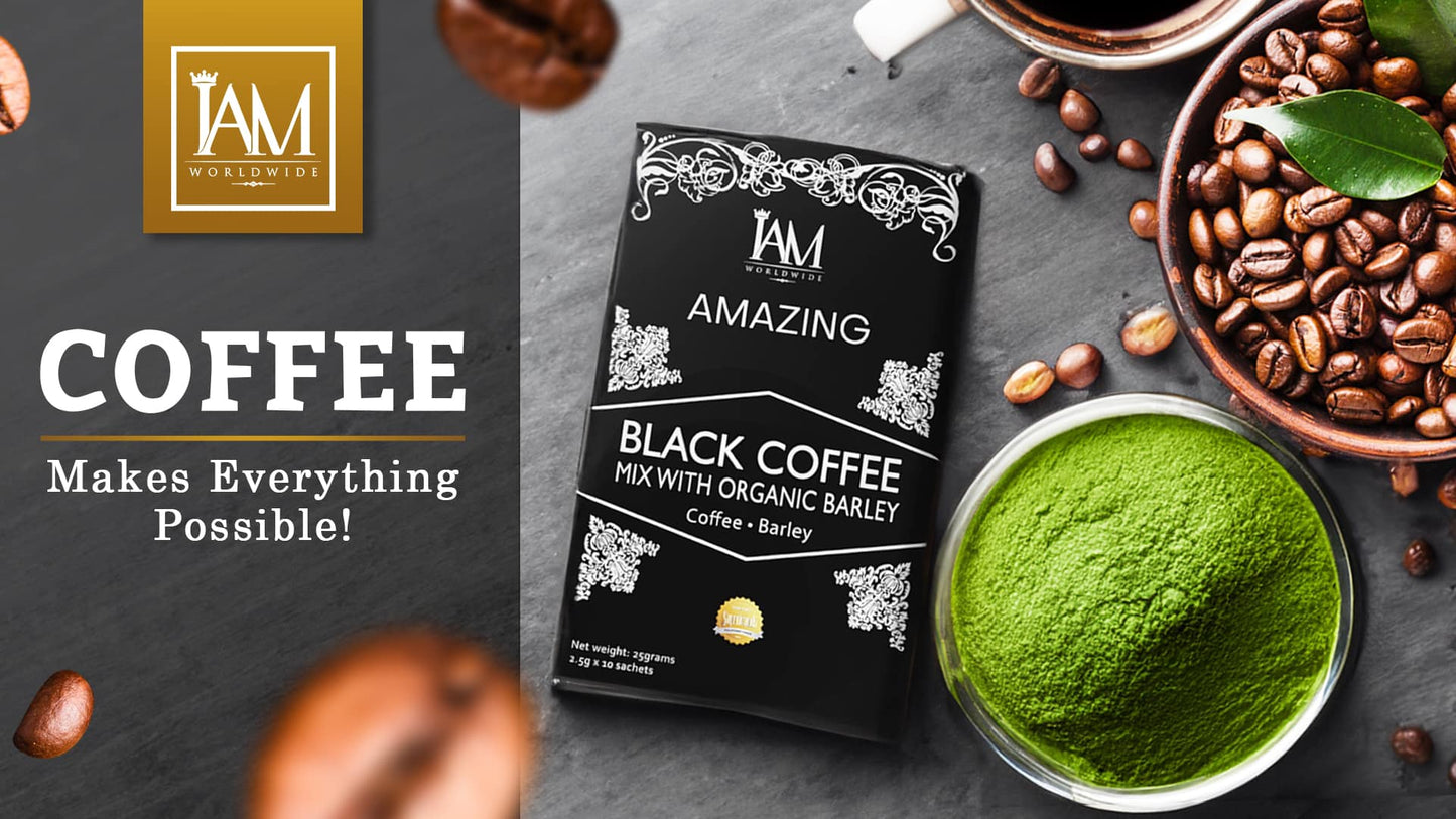 IAM Worldwide BLack Coffee with Organic Barley 2.5g x 10 sachet